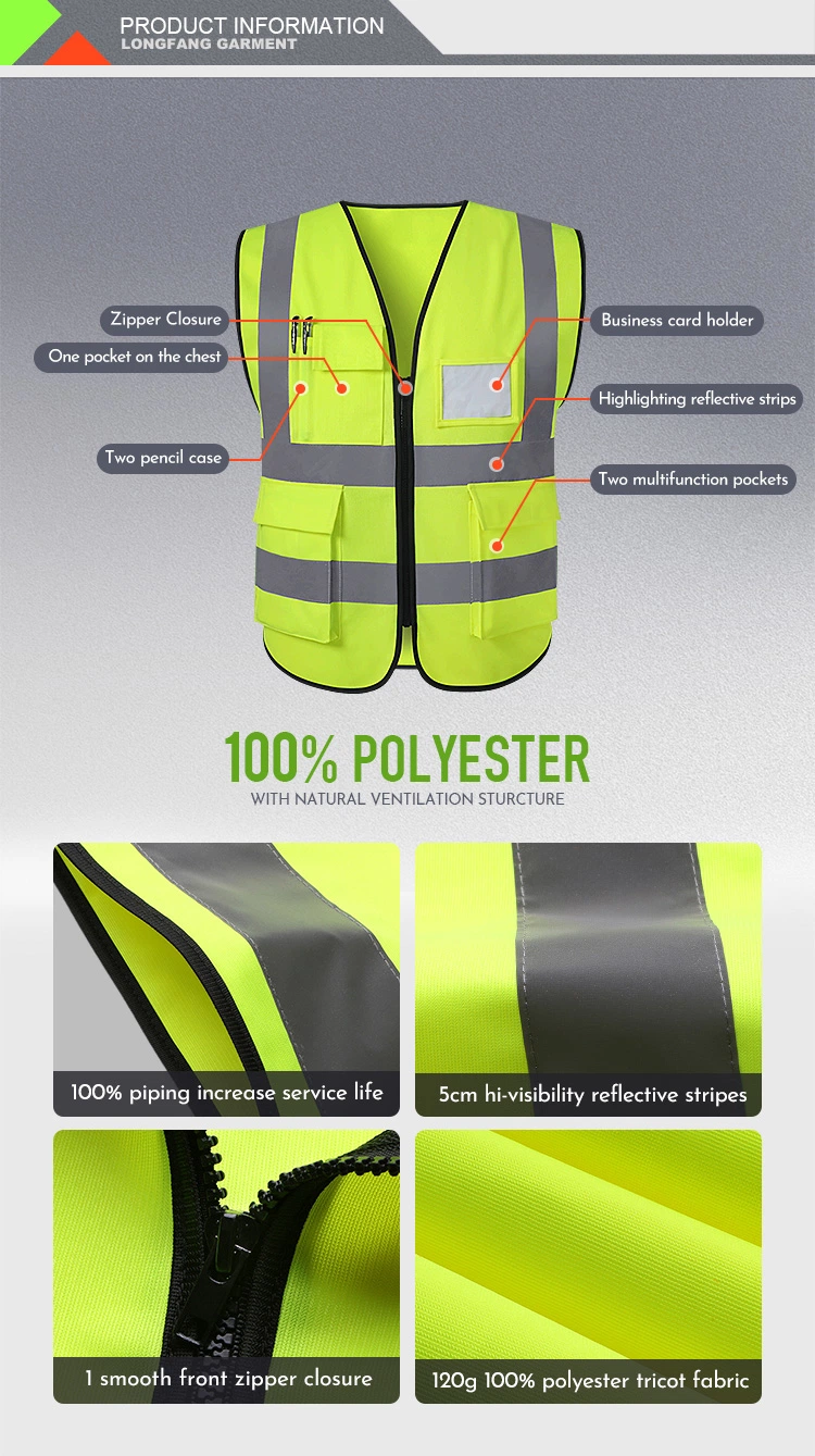 Longfang Free Sample High Visibility Custom Reflective Wholesale Safety Vest